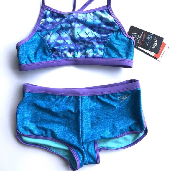 Speedo, Girl’s Two Piece Bikini Boy Short Set, Size 12